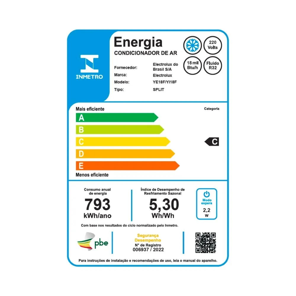 Ar-Condicionado Split Electrolux 18.000 BTUs Color Adapt Frio com Wi-fi (YI18F/YE18F)