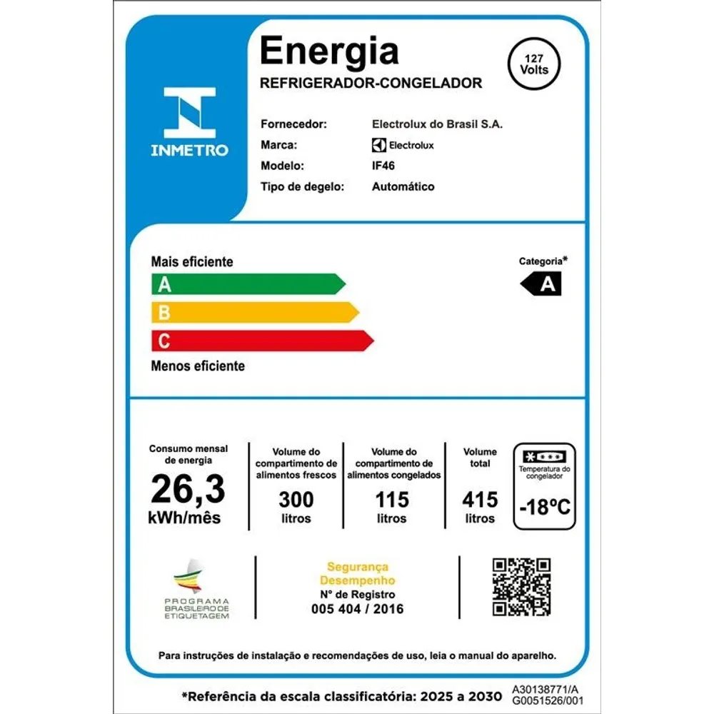 Geladeira Electrolux Frost Free Inverter 415L Efficient com AutoSense Duplex Branca (IF46)