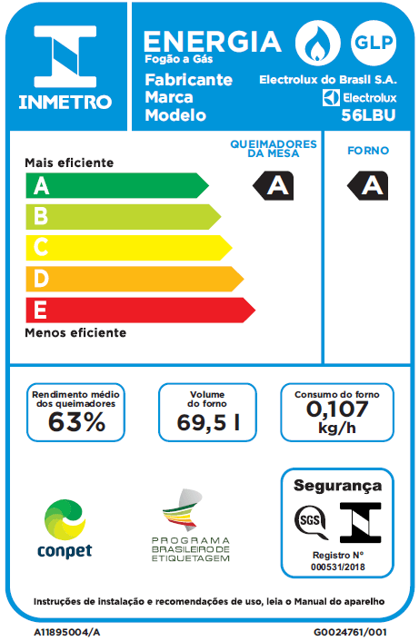 Fogão 4 Bocas Electrolux Preto com Porta Full Glass (56LBU)