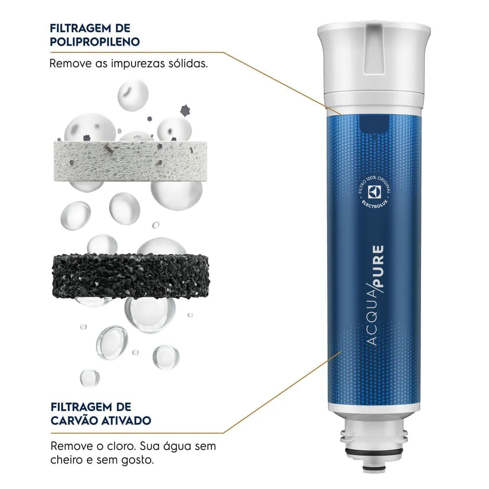 Kit 3 Filtros/Refis Original de Água Acqua Pure para Purificador Electrolux PC01B, PC01X, PE15B, PE15X e PE15P