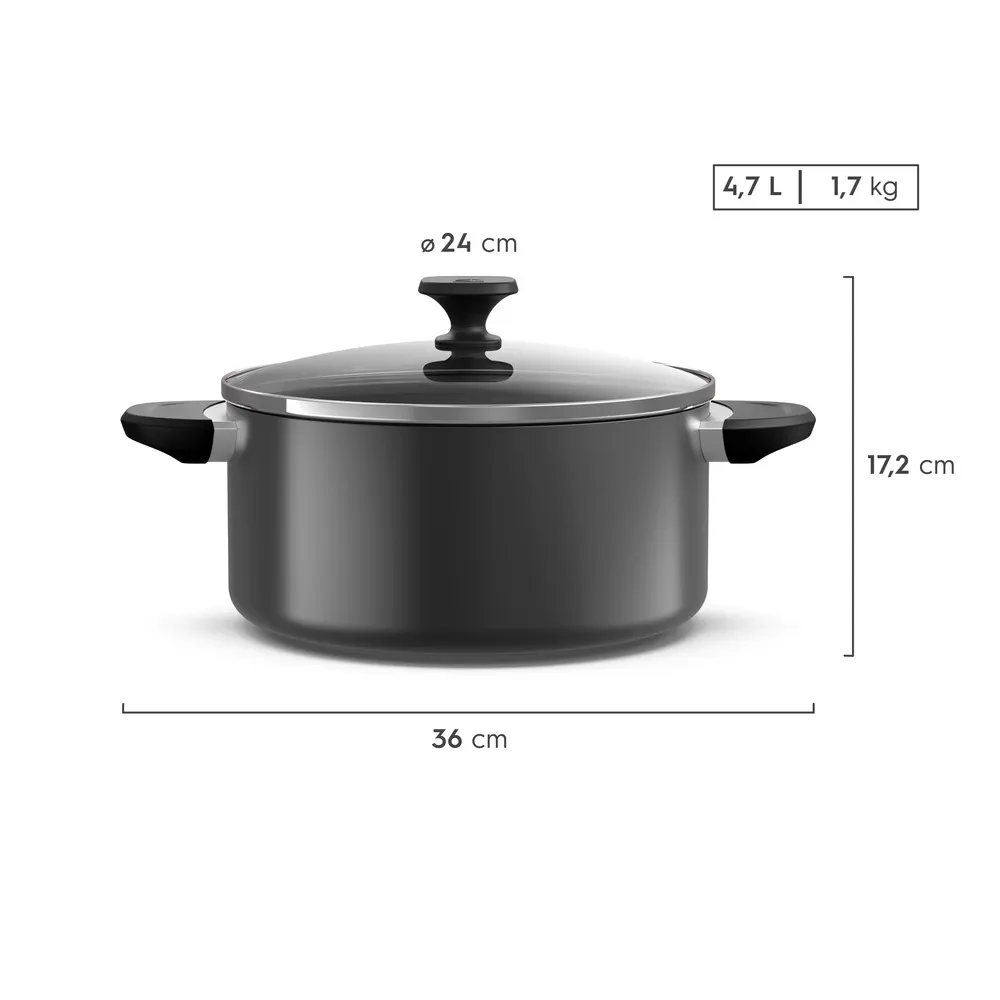 Panela de Alumínio Caçarola Antiaderente Electrolux Efficient 24cm Cinza (ECPA12)