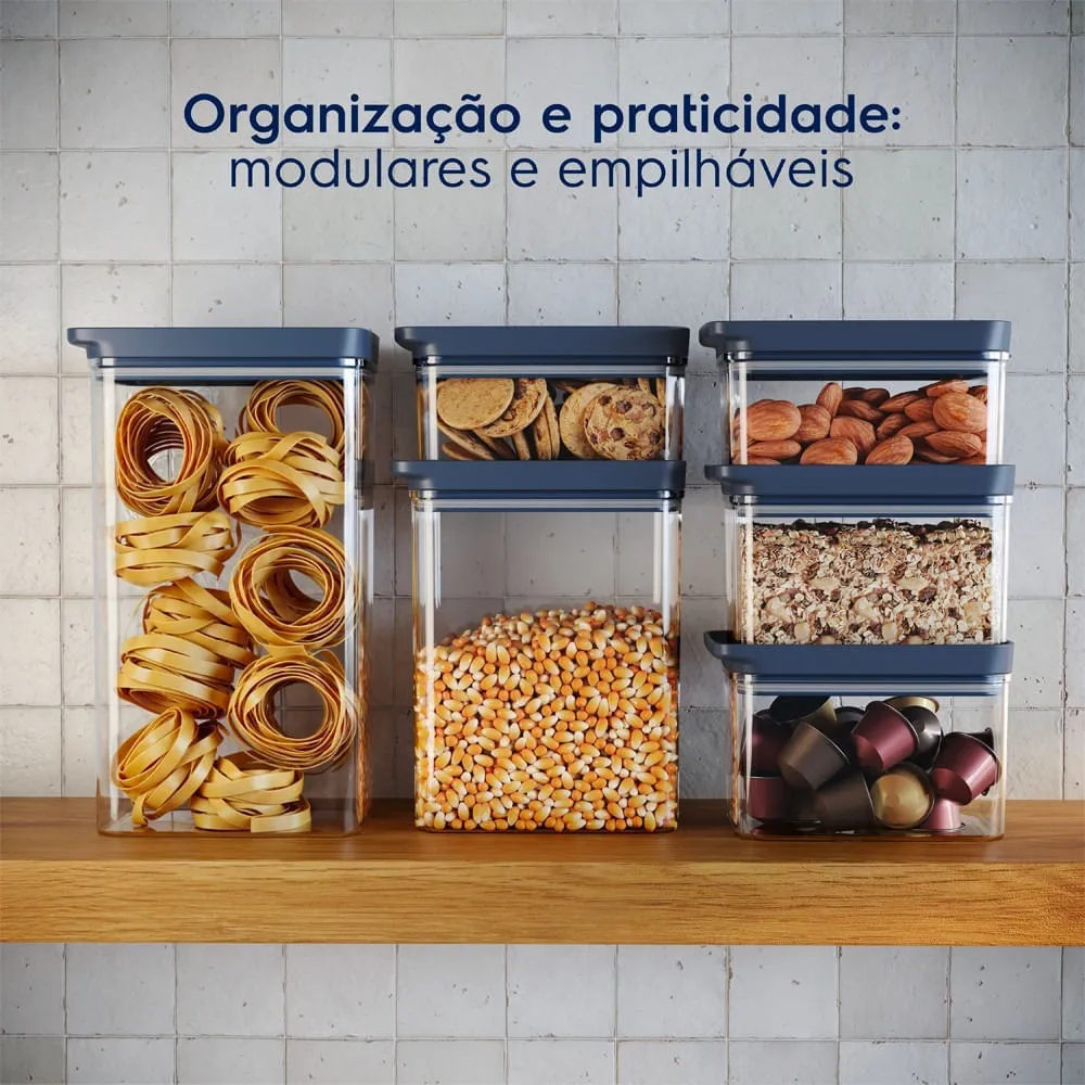 Potes Herméticos Organizadores Electrolux Experience Empilháveis Modular 2 unidades