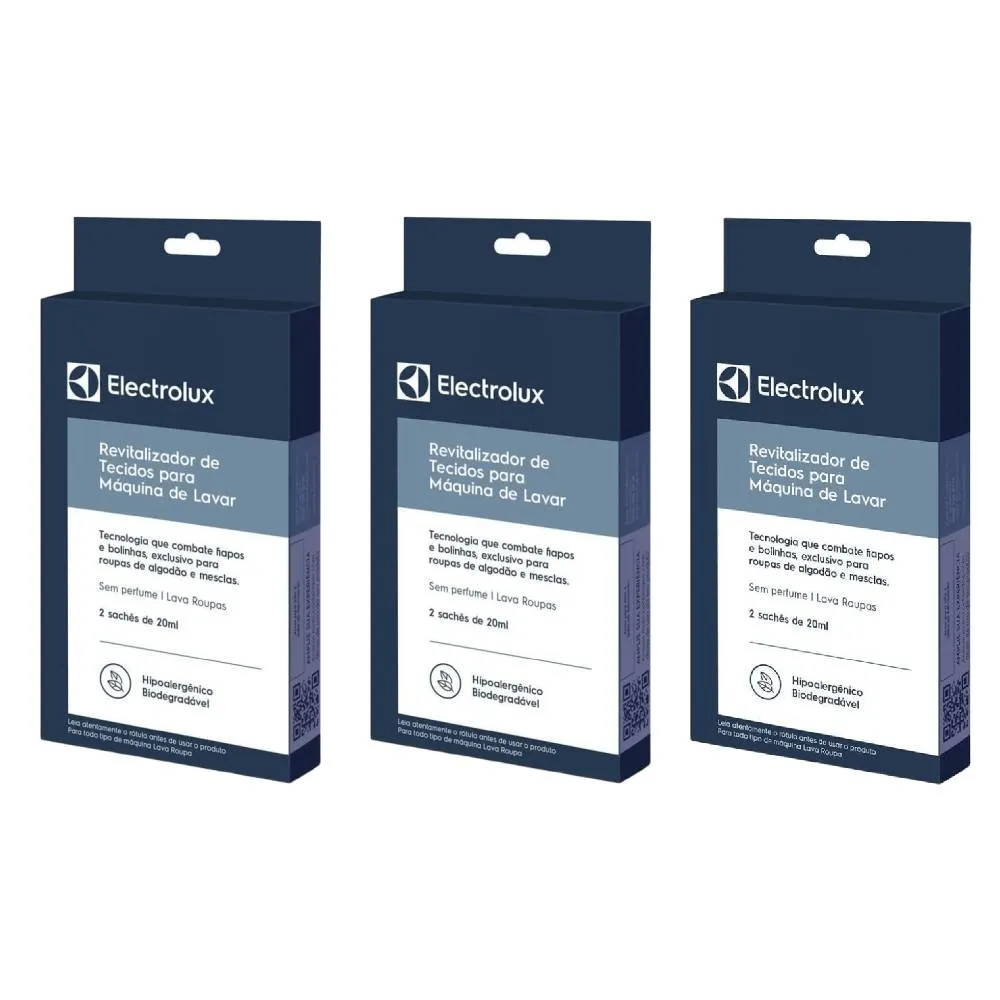 Kit de 3 Revitalizadores de Tecidos Electrolux 20ml para Máquina de Lavar